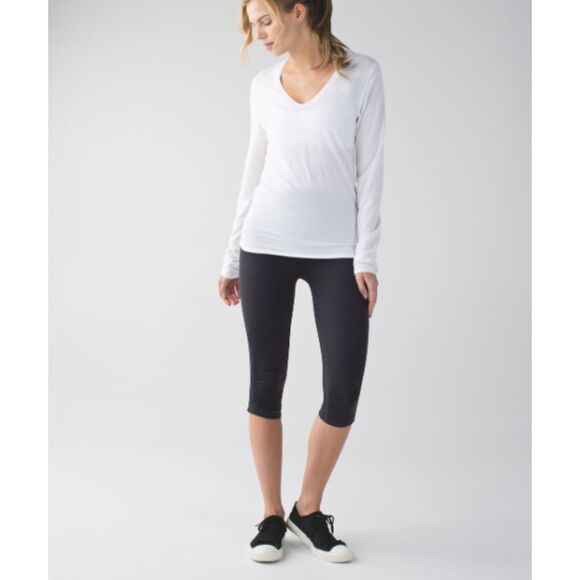 Lululemon In The Flow Crop II Heathered Deep Coal Cropped Leggings Sz 6 - Picture 1 of 8